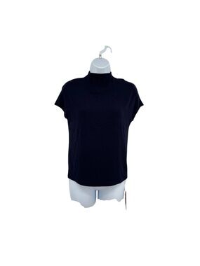OGL Essential Mockneck Short Sleeve Built-In Bra Top Size XS In Midnight Navy